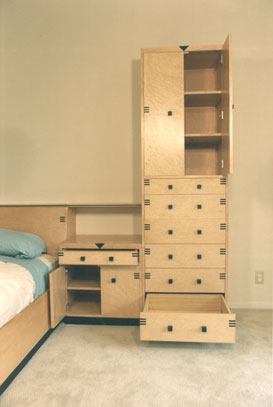 Birdseye and ebony bedroom cabinets