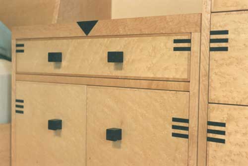 Birdseye maple and ebony nightstand