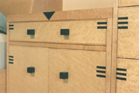 Birdseye and Ebony nightstand detail