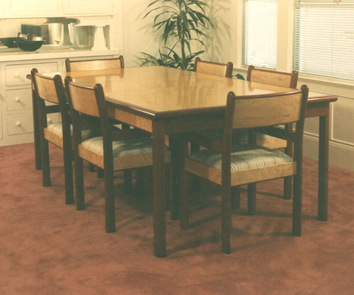 Birdseye maple and purpleheart dining set