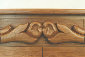 Carved cherry dresser top drawer