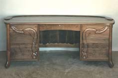 carved walnut desk front